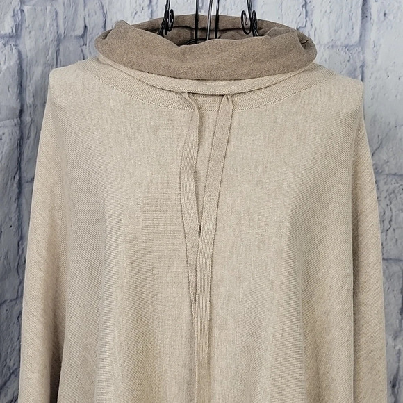RENUAR Light Brown and Tan Poncho Sweater Large - Picture 2 of 8